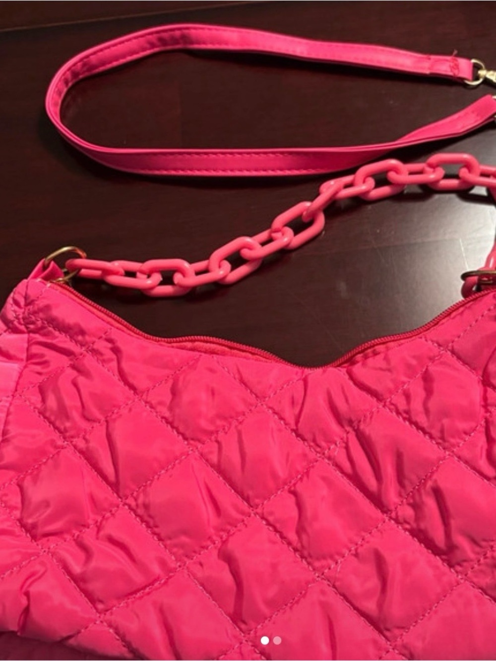 Quilted Hot Pink Crossbody Bag with Chain Strap